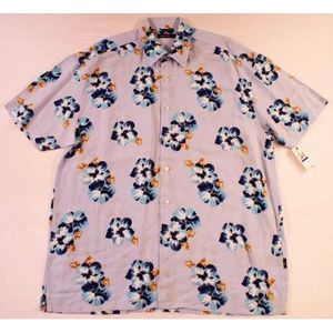 Nautica XL Shirt SS Blue Tropical Floral NWT $69
